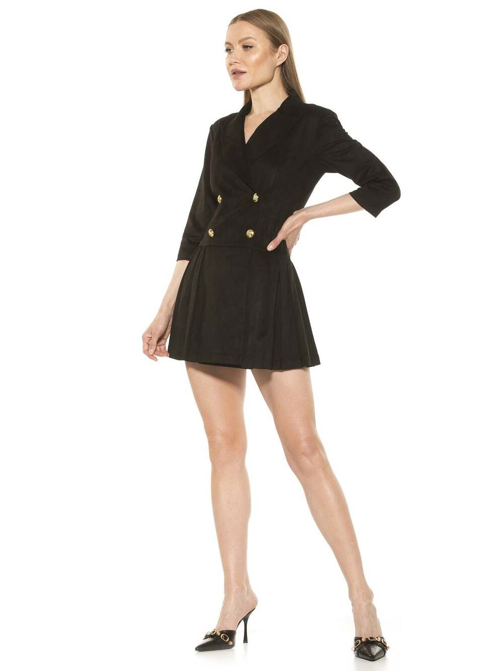 Alexia Admor Jacki Black Double Breasted Blazer Tuxedo Mini Dress Size 6
